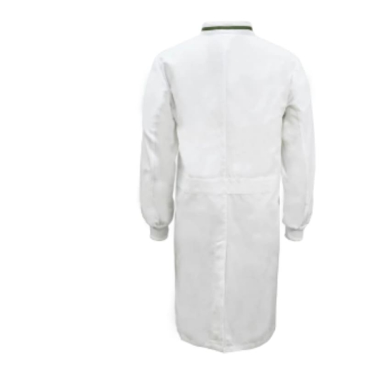 Picture of WorkCraft, Food Industry Long Length Dustcoat with Mandarin Collar, Contrast Trims on Chest, Long Sleeve